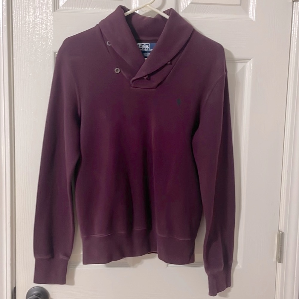 Polo By Ralph Lauren Mens Maroon Shawl Collar Pullover